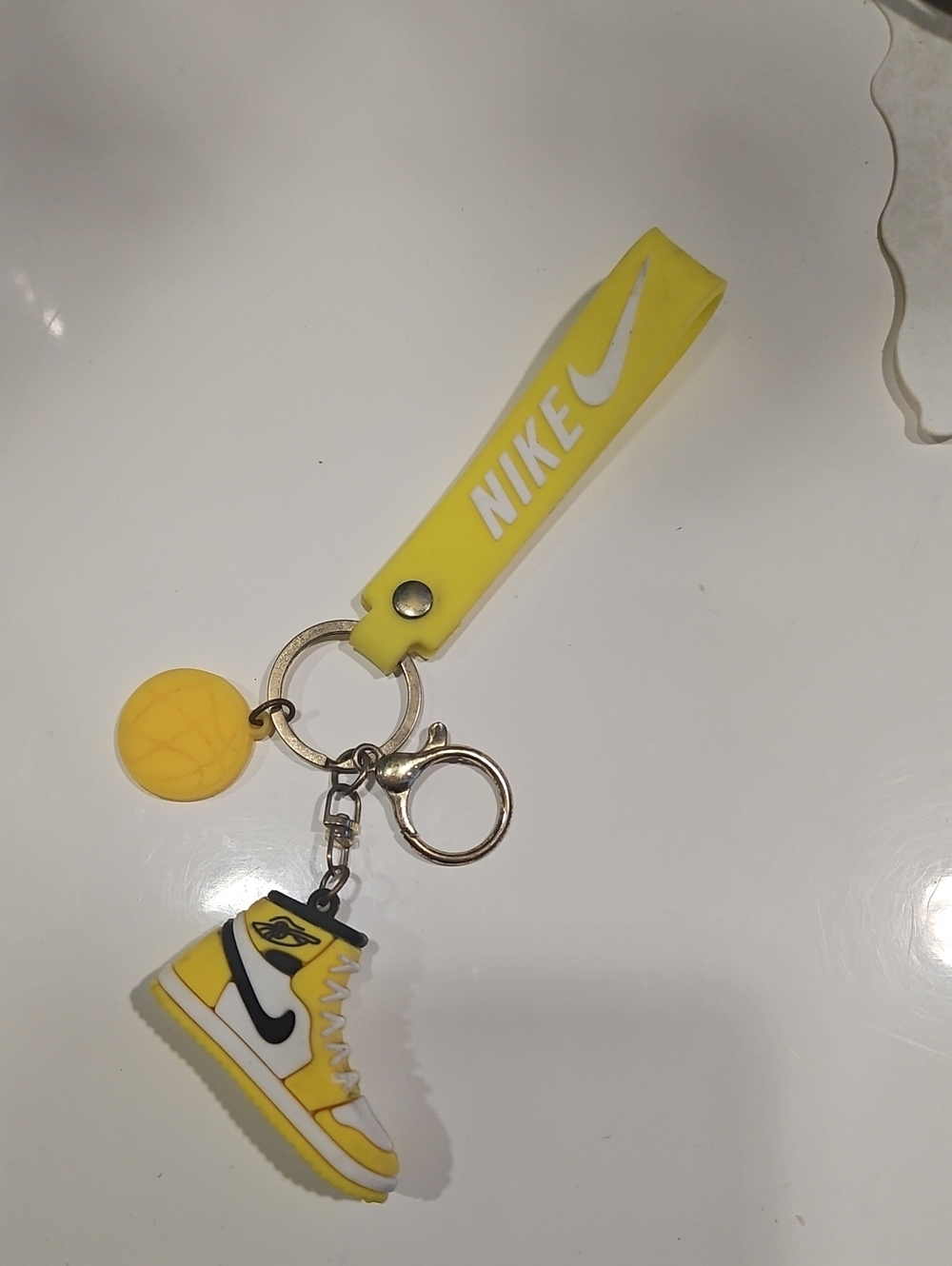 Nike Yellow Swoosh Keychain with Sneaker Charm